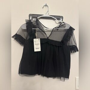 Black chiffon Zara top